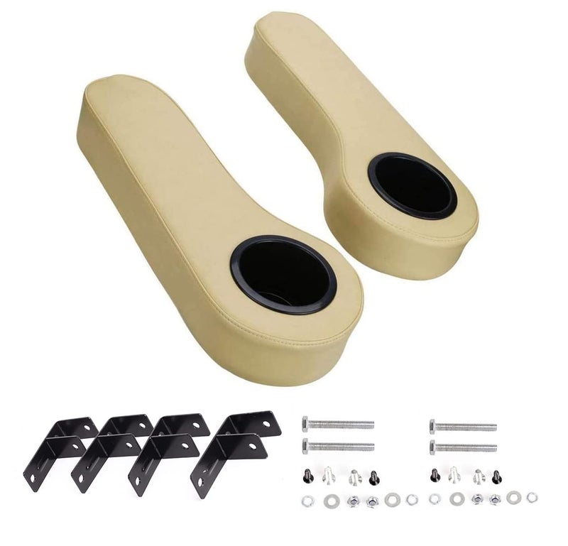 Dr.Acces Golf Cart Rear Seat Arm Rests | No Drilling Required, Universal Arm Rest Fits on EZGO, Club Car, Yamaha Golf cart with Rear seat (Beige) - Image 1